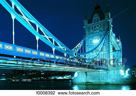 Stock Image - London, Tower bridge at night. Fotosearch
