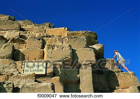 Egypt, Cairo, Giza, "no climbing" on the pyramids View Large Photo Image Stock Photo - Egypt, Cairo, Giza, "no climbing" on the pyramids. Fotosearch