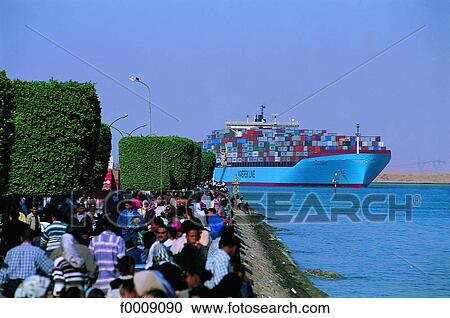 Stock Image - Egypt, Port Said, the Suez canal. Fotosearch