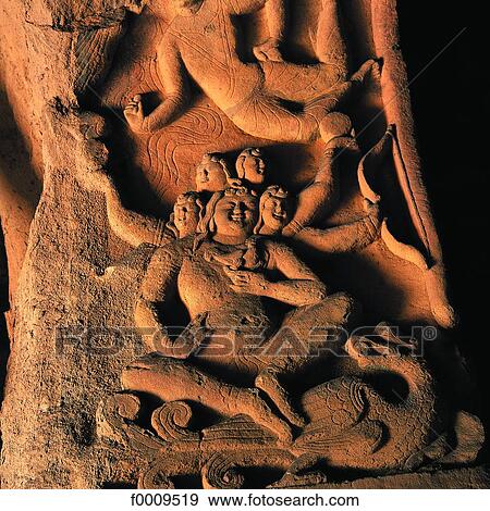 Stock Photo - China, Shanxi province, Datong, Yungang Grottoes. Fotosearch
