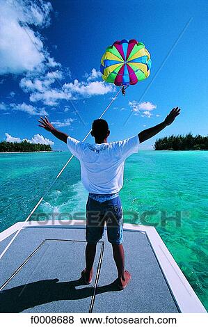 French Polynesia, Moorea, parasailing View Large Photo Image Stock Photo - French Polynesia, Moorea, parasailing. Fotosearch