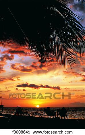 Stock Photography - French Polynesia, Moorea, sunset. Fotosearch