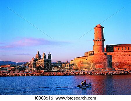 Stock Photography - France, Marseilles, Fort St Jean and La Major cathedral. Fotosearch