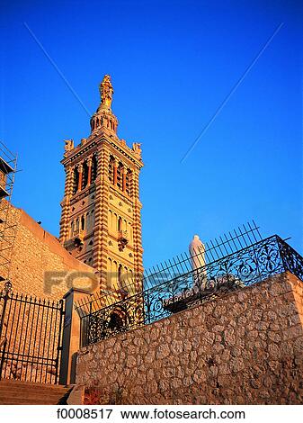 France, Marseilles, Notre Dame de la Garde View Large Photo Image Stock Photo - France, Marseilles, Notre Dame de la Garde. Fotosearch