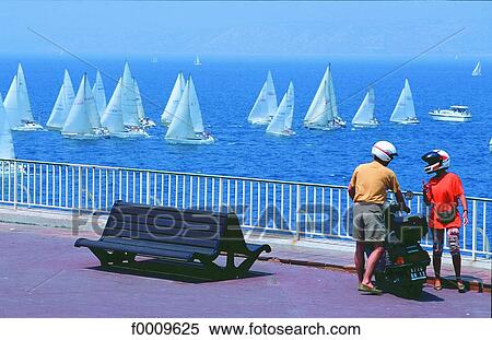 Stock Photography - France, Marseilles, Regatta at La Corniche. Fotosearch