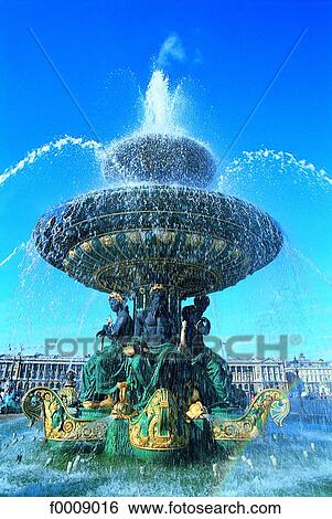 Stock Photograph - France, Paris, Fountain on Concorde Square. Fotosearch