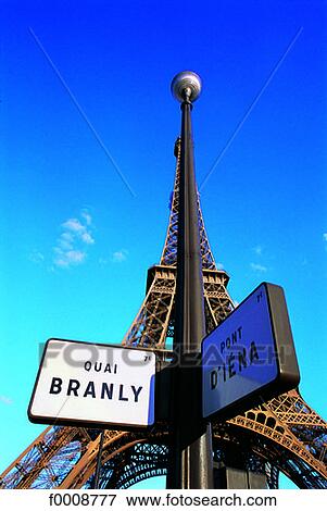 Stock Photo - France, Paris, Signs nearby the Eiffel Tower. Fotosearch
