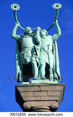 Stock Photography - Denmark, Copenhagen, City hall square, statue of the Lure-players. Fotosearch