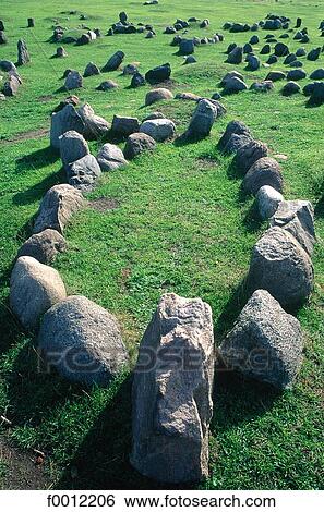 Stock Photograph - Denmark, Älborg, Lindholm Hoje Viking cemetery. Fotosearch