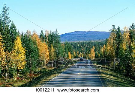 Stock Image - Finland, Lapland, Pyhätunturi road. Fotosearch