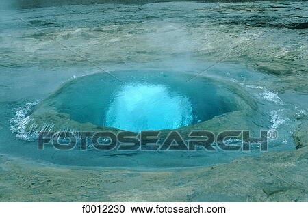 Stock Image - Iceland, Geysir, geyser of Strokkur. Fotosearch