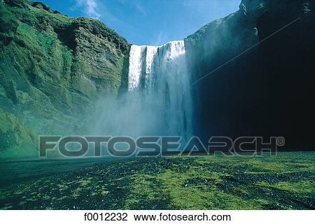 Iceland, Skogar waterfall View Large Photo Image Stock Image - Iceland, Skogar waterfall. Fotosearch