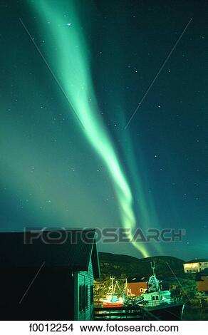 Norway, Nordland, Northern lights above Traena View Large Photo Image Picture - Norway, Nordland, Northern lights above Traena. Fotosearch