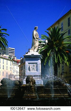 Corsica, Ajaccio, monument and fountain to Napoleon dressed as a Roman Emperor View Large Photo Image Stock Photo - Corsica, Ajaccio, monument and fountain to Napoleon dressed as a Roman Emperor. Fotosearch