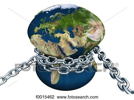 Stock Image - Chained globe. Fotosearch