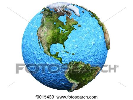 Stock Photo - Globe: land and water, Americas. Fotosearch