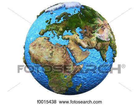Stock Photo - Globe: land and water, Europe and Africa. Fotosearch