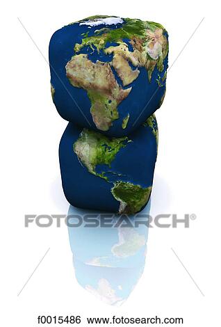 Two cube-shaped globes View Large Photo Image Stock Photograph - Two cube-shaped globes. Fotosearch