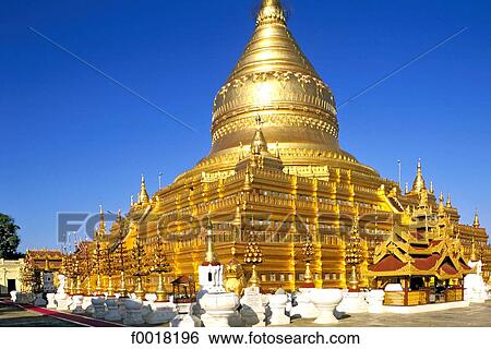 Myanmar, Bagan, Shwezigon pagoda View Large Photo Image Stock Photograph - Myanmar, Bagan, Shwezigon pagoda. Fotosearch
