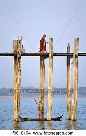 Myanmar, Mandalay, Thaungthaman lake, U Bein bridge View Large Photo Image Picture - Myanmar, Mandalay, Thaungthaman lake, U Bein bridge. Fotosearch