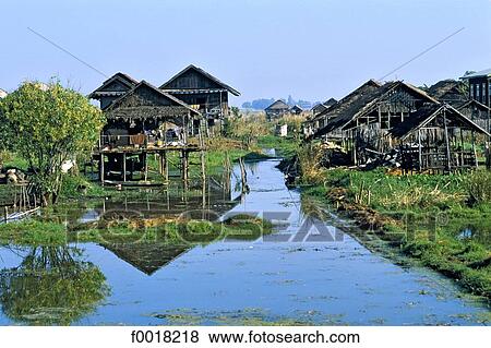 Myanmar, Shan state, Inle lake, housing View Large Photo Image Stock Photo - Myanmar, Shan state, Inle lake, housing. Fotosearch