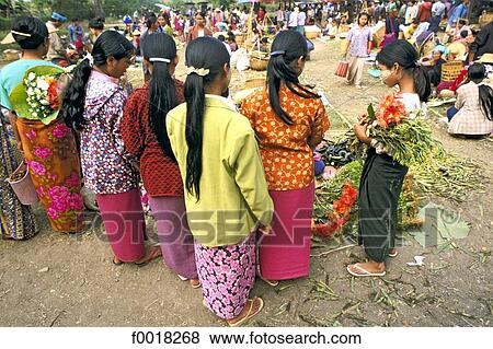 Myanmar, Shan state, Inle lake, market View Large Photo Image Stock Photo - Myanmar, Shan state, Inle lake, market. Fotosearch