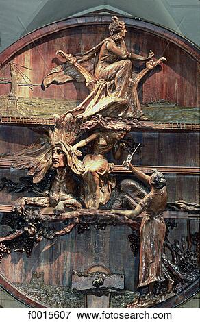 Stock Photo - France, Champagne region, Reims, carved barrel by Emile Gallé. Fotosearch