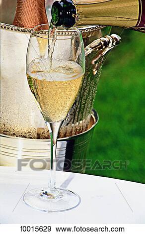 Stock Photo - France, Champagne region, Reims, champagne flute. Fotosearch