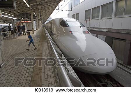 Stock Photo - Japan, Tokyo, express train Shinkanzen. Fotosearch