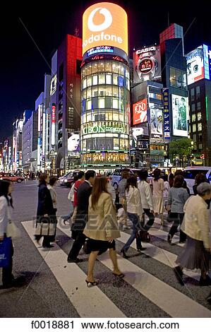 Japan, Tokyo, Ginza by night View Large Photo Image Stock Image - Japan, Tokyo, Ginza by night. Fotosearch