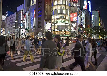 Japan, Tokyo, Ginza by night View Large Photo Image Stock Photo - Japan, Tokyo, Ginza by night. Fotosearch