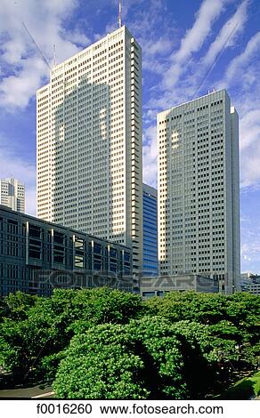 Stock Image - Japan, Tokyo, Shinjuku, office buildings. Fotosearch
