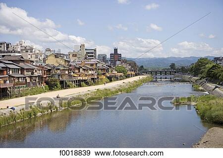 Stock Photo - Japan, Kyoto, Kamogawa river. Fotosearch