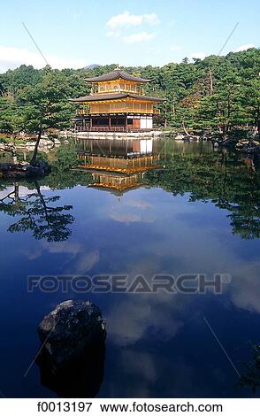 Stock Photo - Japan, Kyoto, Kinkaku-Ji, the Golden pavilion. Fotosearch