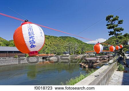 Stock Image - Japan, Kyoto, Uji, river along the Biyodo-in temple. Fotosearch