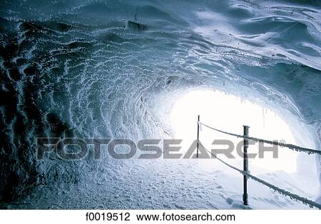 Stock Image - France, Alps, Aiguille du Midi, ice cave. Fotosearch