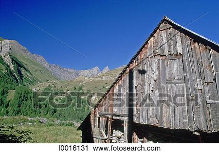Stock Image - France, Alps, Arves mountains, hut. Fotosearch