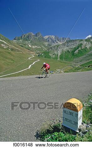 France, Alps, cycling in the famous Galibier road View Large Photo Image Stock Photo - France, Alps, cycling in the famous Galibier road. Fotosearch