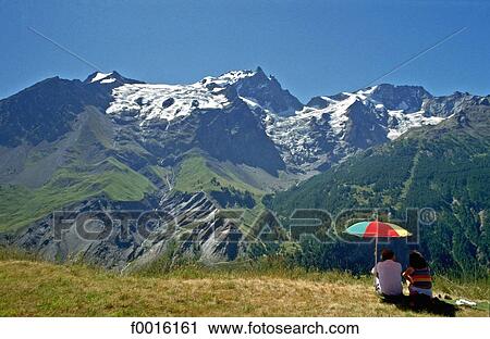 Stock Image - France, Alps, facing the Mont Blanc. Fotosearch