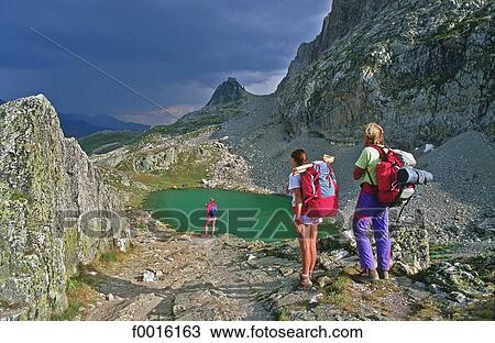France, Alps, La Clarée lake, backpackers View Large Photo Image Stock Image - France, Alps, La Clarée lake, backpackers. Fotosearch