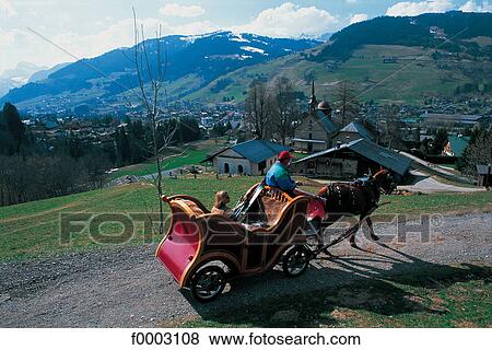 France, Alps, Megeve, barouche View Large Photo Image Stock Photo - France, Alps, Megeve, barouche. Fotosearch