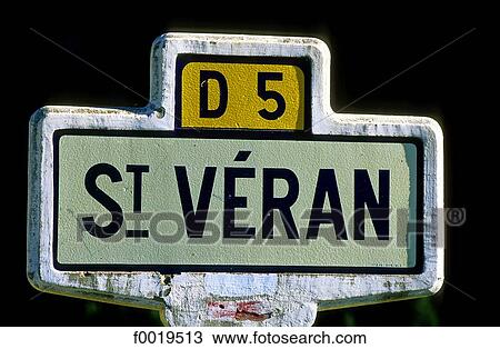 Stock Image - France, Alps, Queyras massif, milestone at St Veran. Fotosearch
