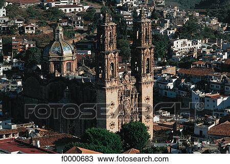 Stock Image - Mexico, Taxco, near Guerrero, Sta Prisca church. Fotosearch