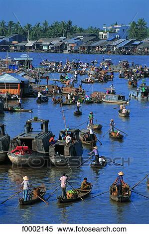 Vietnam, Can Tho, Mekong river delta, Phunghiep floating market View Large Photo Image Stock Photography - Vietnam, Can Tho, Mekong river delta, Phunghiep floating market. Fotosearch