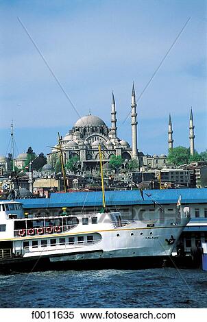 Turkey, Istanbul, Eminönü ferries pier and Soliman mosque View Large Photo Image Stock Photography - Turkey, Istanbul, Eminönü ferries pier and Soliman mosque. Fotosearch