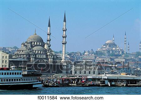 Turkey, Istanbul, Overview on city, Eminönü ferries pier at fore View Large Photo Image Picture - Turkey, Istanbul, Overview on city, Eminönü ferries pier at fore. Fotosearch