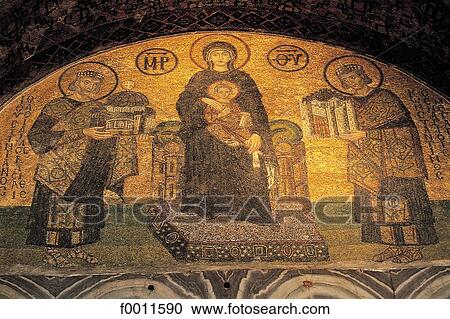 Stock Image - Turkey, Istanbul, St Sophia, byzantine mosaic, the Virgin. Fotosearch