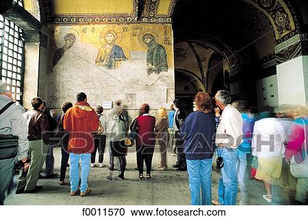 Turkey, Istanbul, St Sophia, visitors at byzantine Deisis mosaics View Large Photo Image Stock Image - Turkey, Istanbul, St Sophia, visitors at byzantine Deisis mosaics. Fotosearch