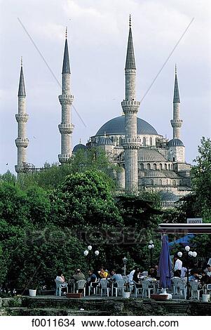 Turkey, Istanbul, The Blue Mosque, cafe terrace at fore View Large Photo Image Picture - Turkey, Istanbul, The Blue Mosque, cafe terrace at fore. Fotosearch