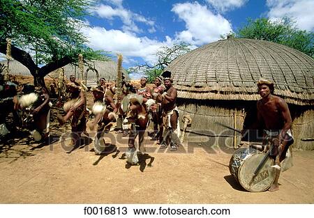 Stock Image - South Africa, Shakaland, Zulu village. Fotosearch